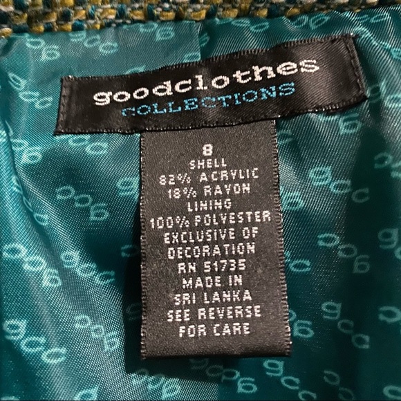 Good Clothes Green Beige Tweed Blazer Jacket - Picture 4 of 4